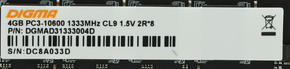 Оперативная память Digma Память DDR3L 4GB 1333MHz DGMAD31333004D RTL PC3-10600 CL9 DIMM 240-pin 1.35В dual rank Ret